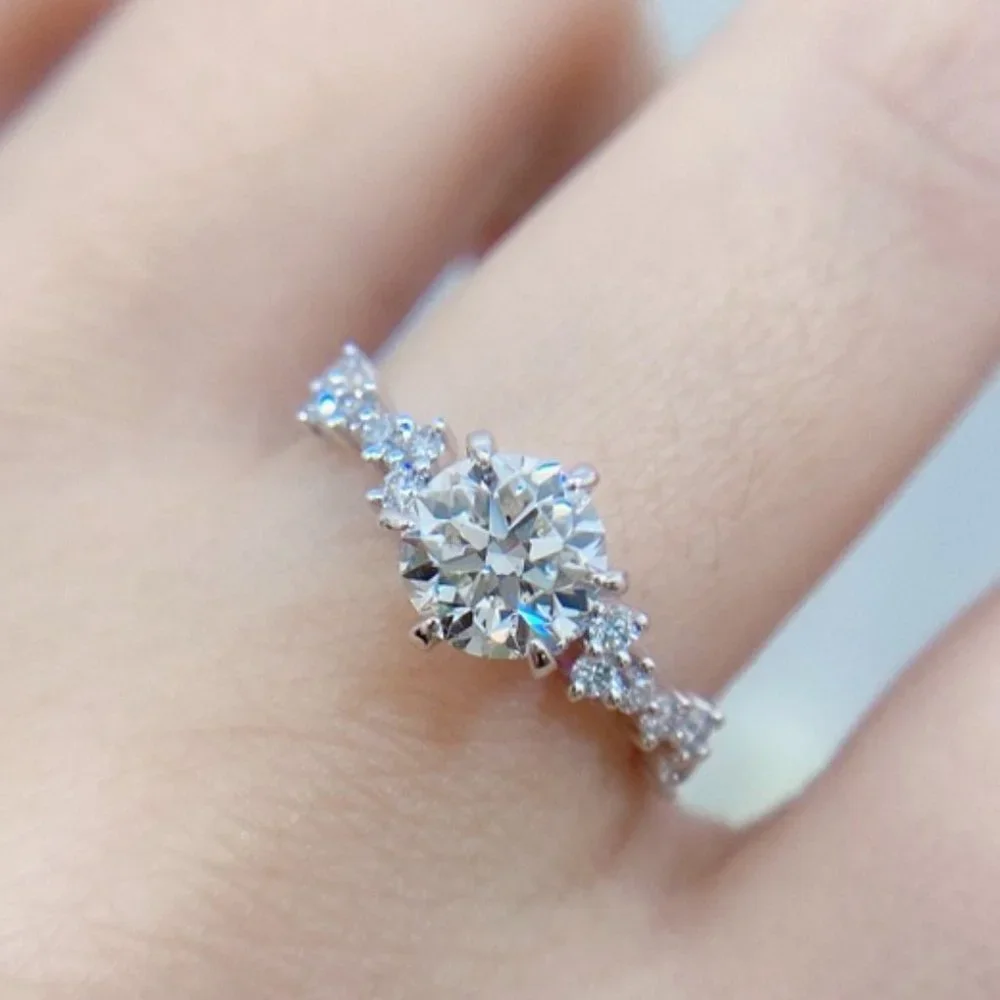 💎Engagement Anillos Pure Round CZ Silver Plated Beautiful Dainty, UNVN12193 - Picture 4 of 7